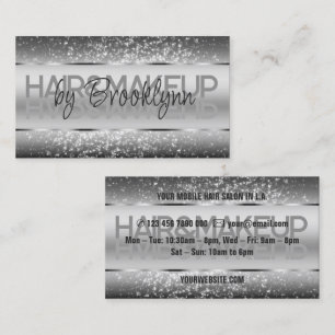 Elegant Shimmery Silver Soft Glitter Calligraphy Business Card