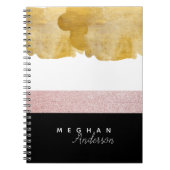 Elegant Shine Gold And Pink Personalized Notebook (Front)