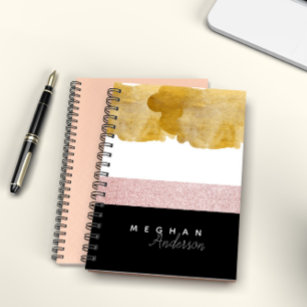Elegant Shine Gold And Pink Personalized Notebook