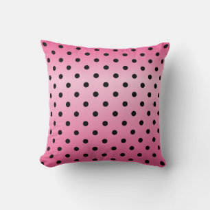 Elegant shining pink and black polka dots throw pillow