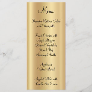 Elegant Shiny Faux Pale Gold Ombre Foil Menu