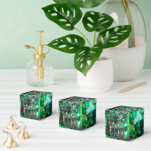 Elegant shiny glamour greens greys disc sequins favor box