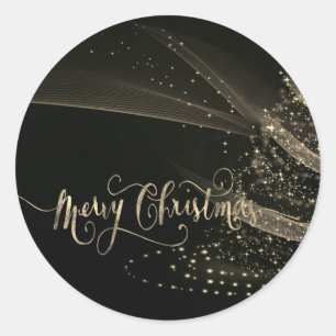 Elegant Shiny Gold  Christmas Tree Classic Round Sticker