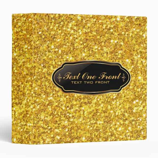 Elegant Shiny Gold Glitter Binder (Front/Spine)