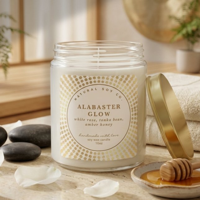 Elegant Shiny Gold Neutral Circle Soy Bean Candle Square Sticker (Elegant Shiny Gold Neutral Circle Soy Bean Candle Square Sticker)