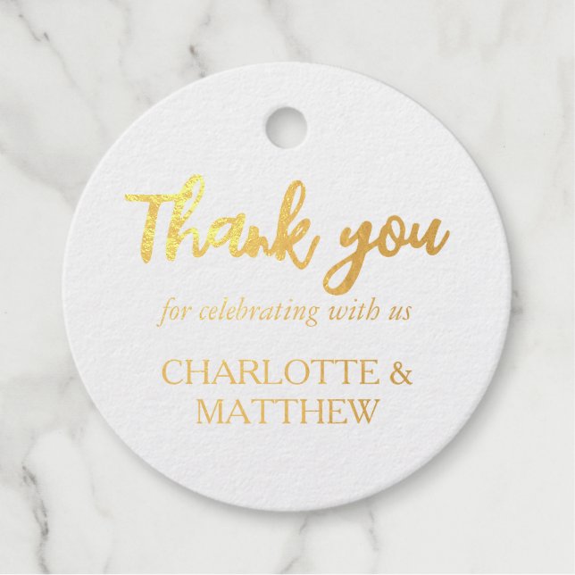 Elegant Shiny Gold Wedding Favour Tags (Front)