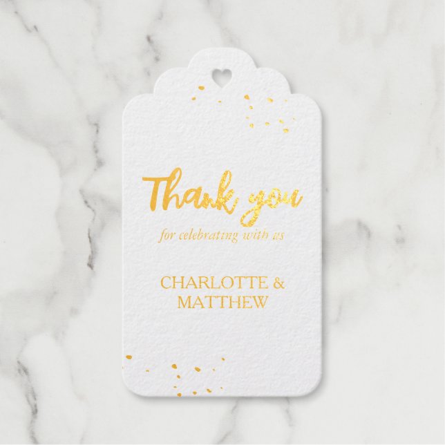 Elegant Shiny Gold  Wedding Gift Tags (Front)
