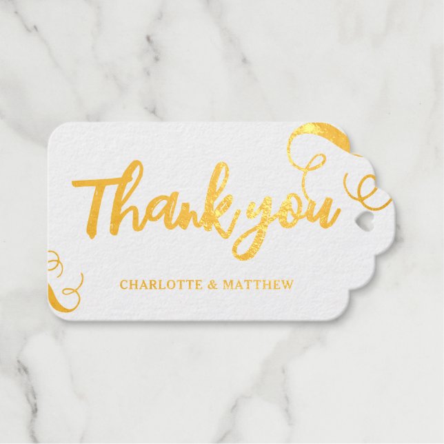 Elegant Shiny Gold Wedding  Gift Tags (Front (Horizontal))