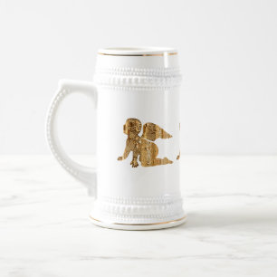 Elegant Shiny Golden Angels Heavenly White Beer Stein