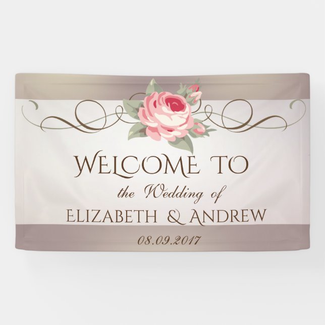 Elegant Shiny  Rose Wedding Banner (Horizontal)