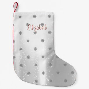Elegant Shiny Snowflakes-Personalized Small Christmas Stocking