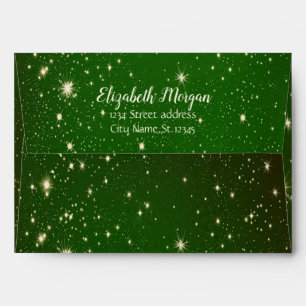 Elegant Shiny Stars Green Envelope