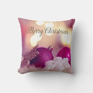 Elegant Shiny Violet Christmas Ornaments Throw Pillow