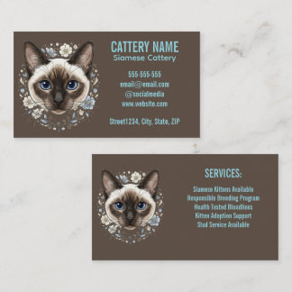 Elegant Siamese Cat Cattery Minimalist Custom Business Card
