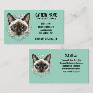 Elegant Siamese Cat Cattery Minimalist Custom Business Card