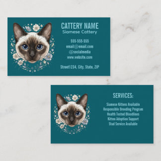 Elegant Siamese Cat Cattery Minimalist Custom Business Card