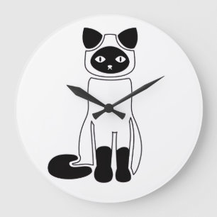 Elegant Siamese Cat Clock – Minimalist Cat Art