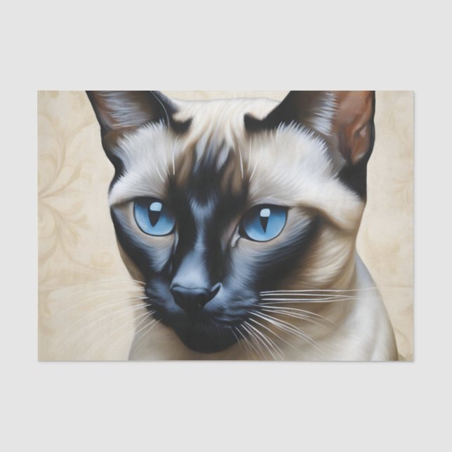 Elegant Siamese Cat Tissue Paper (Front)