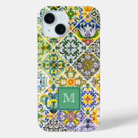 Elegant Sicilian Mediterranean green tiles
