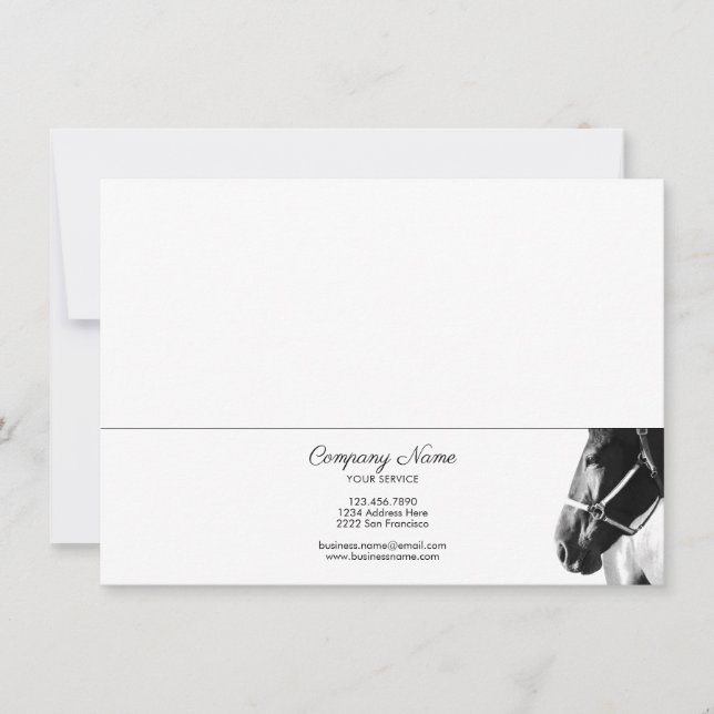 Elegant Side Horse Head BW Personalized Stationery Card (Front)