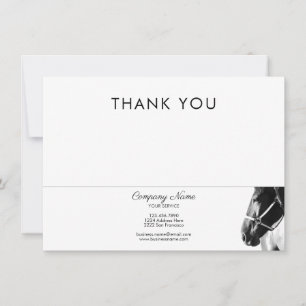 Elegant Side Horse Head BW Thank You Business Card