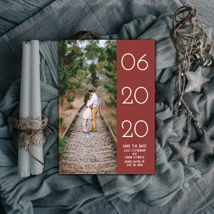 Elegant Side Swept Photo Save the Date Burgundy