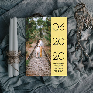 Elegant Side Swept Photo Save the Date Yellow