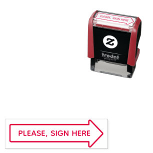 Elegant Sign Here Arrow Page Flag Indicator Notary Self-inking Stamp