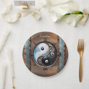 Elegant  sign of  yin yang  paper plate