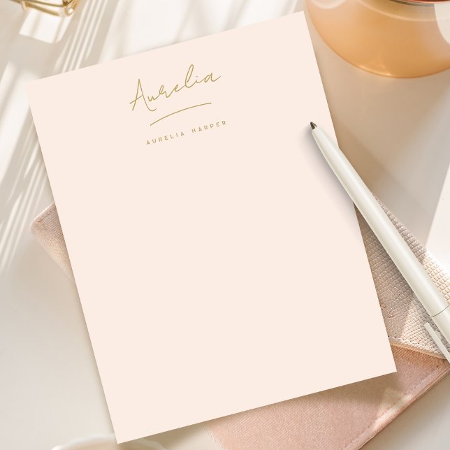 Elegant Signature Blush Pink Gold Personalized Letterhead (Creator Uploaded)