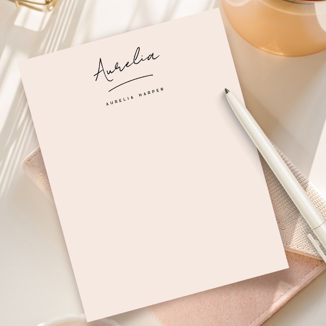 Elegant Signature Blush Pink Personalized Letterhead (Creator Uploaded)