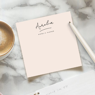 Elegant Signature Personalized Stationery Blush Card