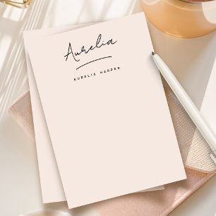 Elegant Signature Personalized Stationery Blush Card