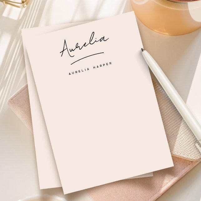 Elegant Signature Personalized Stationery Blush Card (Creator Uploaded)