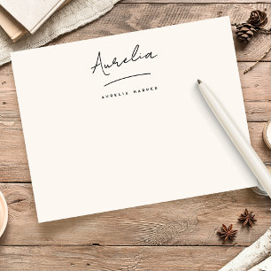 Elegant Signature Personalized Stationery Ivory Card