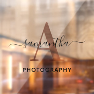 Elegant Signature Rose Gold A Monogram Logo Window Cling