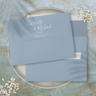 Elegant Signature Script Dusty Blue Return Address Envelope