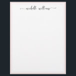 Elegant Signature Script Girly Blush Bordered Letterhead<br><div class="desc">Elegant Stylish Simple Girly Calligraphy Signature Script Custom Personalized Letterhead. This stylish design featuring a full name signature (or first name and surname) in a pretty cursive hand lettered swash tail font typography with blush pink borders. Easy to customize it. Great for wedding, bridal shower, graduation, sweet 16 birthday, housewarming...</div>