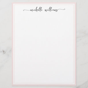 Elegant Signature Script Girly Blush Bordered Letterhead