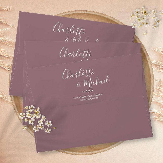 Elegant Signature Script Mauve Return Address Envelope (Elegant Signature Script Mauve Return Address Envelope)