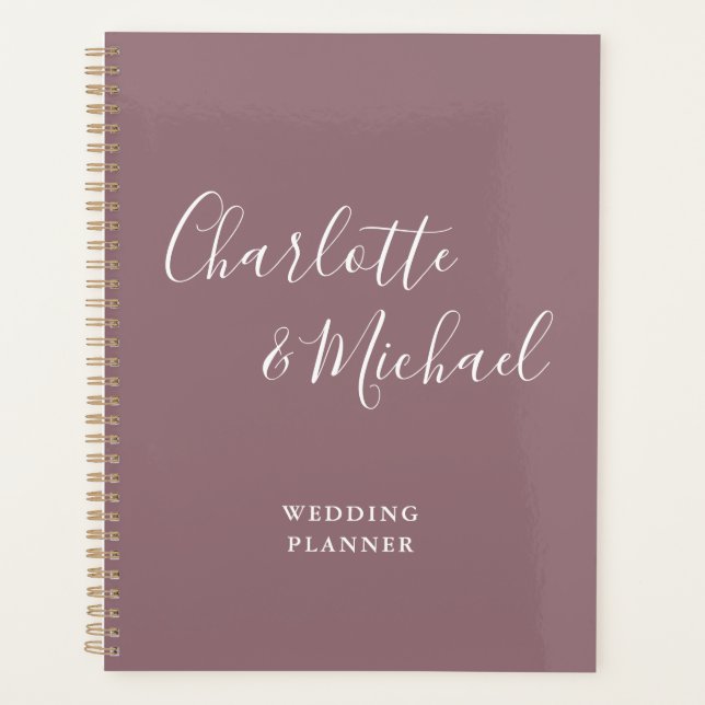 Elegant Signature Script Mauve Wedding Planner (Front)