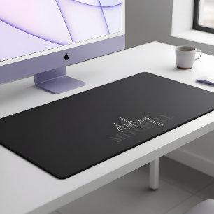 Elegant Signature Script Monogram Pink Desk Mat