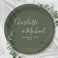 Elegant Signature Script Olive Green Wedding