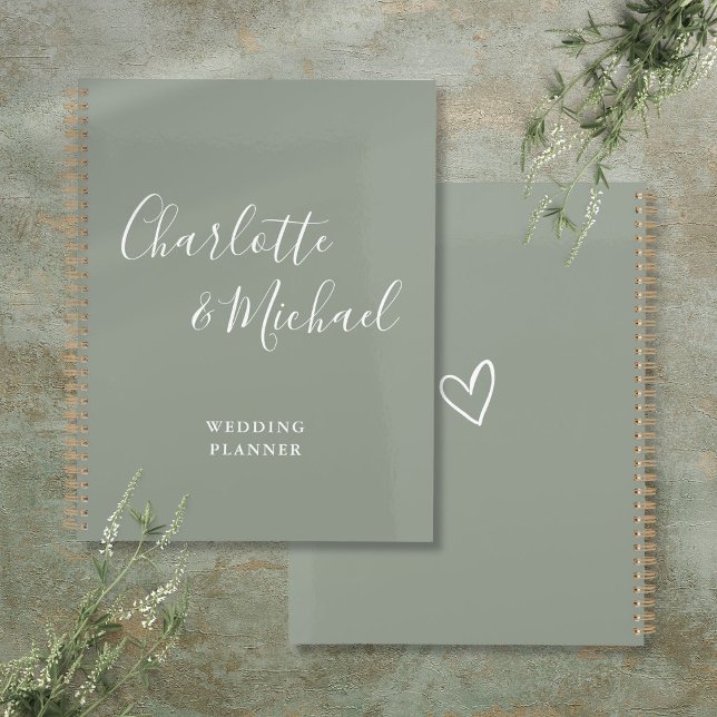 Élégant signature Script Sage Mariage vert (Elegant Signature Script Sage Green Wedding Planner)