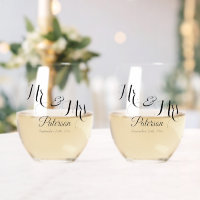 Elegant Signature Script Wedding Monogram Glasses