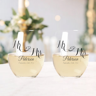 Elegant Signature Script Wedding Monogram Glasses