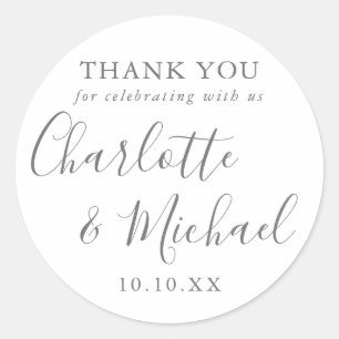 Elegant Signature Wedding Favour Thank You Classic Round Sticker