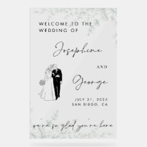 Elégant signe de bienvenue de mariage, signe acryl