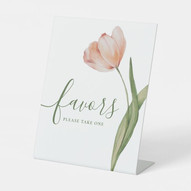 Élégant Signe de Faveur de Tulipe à l'Aquarelle Ro (Recto)