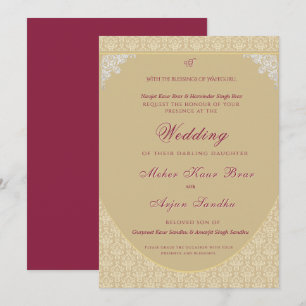 Elegant Sikh Wedding Punjabi Wedding Invitation